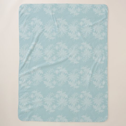 Hübsche hellblaue weiße Blumenfauxspitze Sherpadecke (Vorderseite)