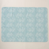 Hübsche hellblaue weiße Blumenfauxspitze Sherpadecke (Vorderseite (Horizontal))