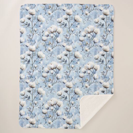 Hübsche hellblaue weiße florale Brautparty Sherpadecke (Vorderseite)