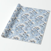 Hübsche Hellblaue Weiße Florale Hochzeitsdusche Geschenkpapier (Ungerollt)