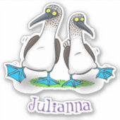 Hübsche, hellblaufüßige Boobies tanzen Cartoon Aufkleber (Vorderseite)