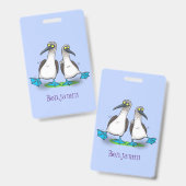 Hübsche, hellblaufüßige Boobies tanzen Cartoon Ausweis (Vorder- & Rückseite)