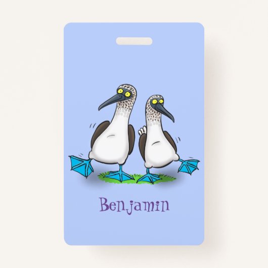 Hübsche, hellblaufüßige Boobies tanzen Cartoon Ausweis (Vorderseite)