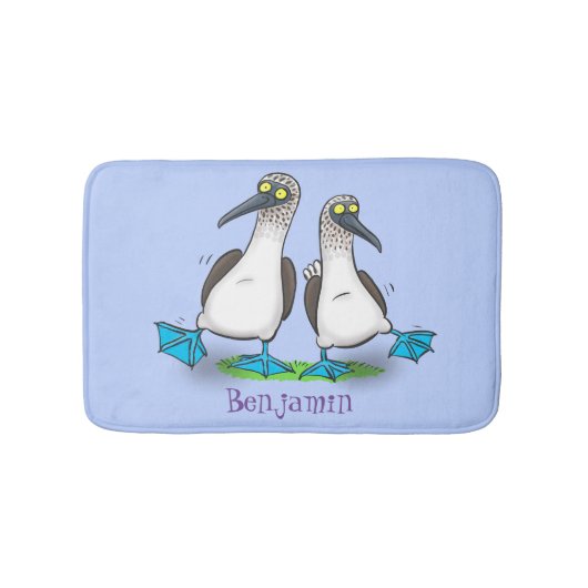 Hübsche, hellblaufüßige Boobies tanzen Cartoon Badematte (Vorderseite)