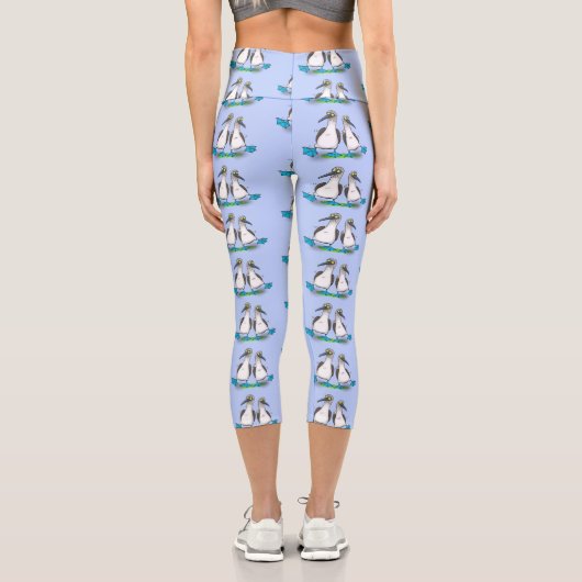 Hübsche, hellblaufüßige Boobies tanzen Cartoon Capri Leggings (Rückseite)
