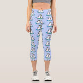 Hübsche, hellblaufüßige Boobies tanzen Cartoon Capri Leggings (Vorderseite)