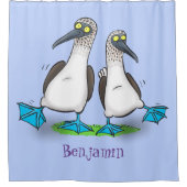 Hübsche, hellblaufüßige Boobies tanzen Cartoon Duschvorhang (Vorderseite)