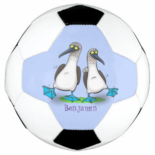 Hübsche, hellblaufüßige Boobies tanzen Cartoon Fußball