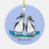 Hübsche, hellblaufüßige Boobies tanzen Cartoon Keramik Ornament (Hinten)