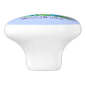 Hübsche, hellblaufüßige Boobies tanzen Cartoon Keramikknauf (Seitenansicht)