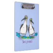 Hübsche, hellblaufüßige Boobies tanzen Cartoon Klemmbrett (Rechts)