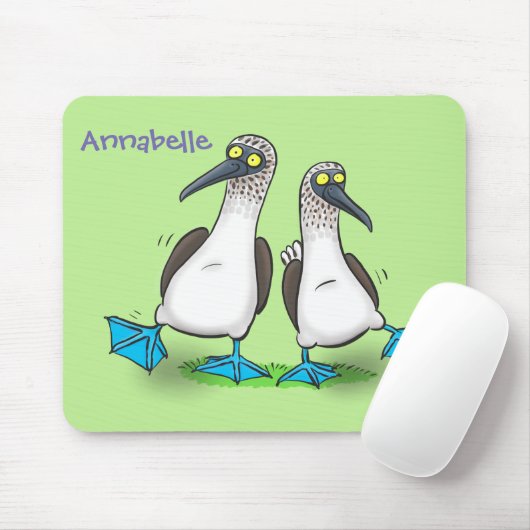 Hübsche, hellblaufüßige Boobies tanzen Cartoon Mousepad (Mit Mouse)