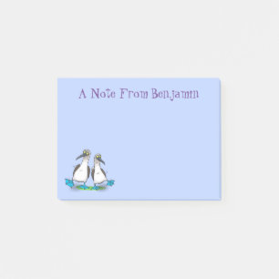 Hübsche, hellblaufüßige Boobies tanzen Cartoon Post-it Klebezettel