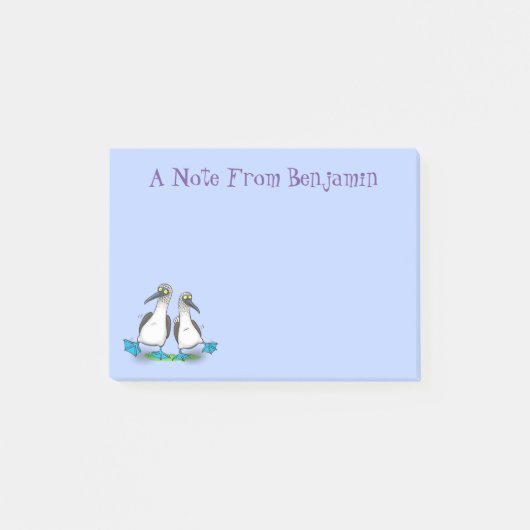 Hübsche, hellblaufüßige Boobies tanzen Cartoon Post-it Klebezettel (Vorderseite)