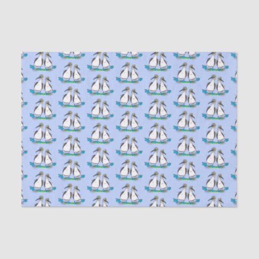 Hübsche, hellblaufüßige Boobies tanzen Cartoon Seidenpapier (Vorderseite)