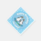 Hübsche, hellblaufüßige Boobies tanzen Cartoon Serviette (Ecke)