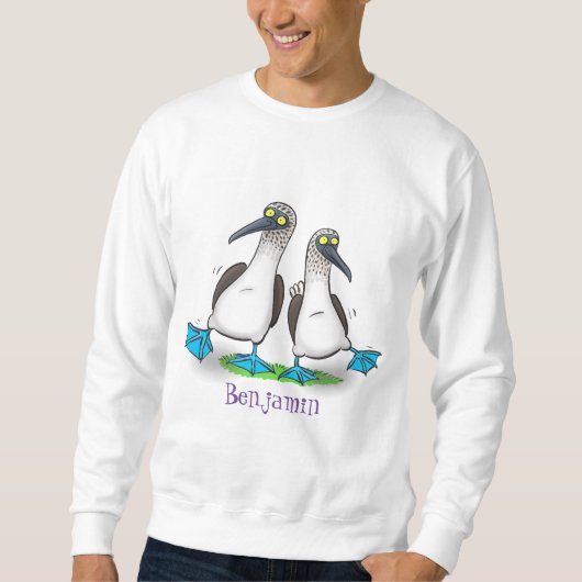 Hübsche, hellblaufüßige Boobies tanzen Cartoon Sweatshirt (Vorderseite)
