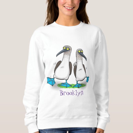 Hübsche, hellblaufüßige Boobies tanzen Cartoon Sweatshirt (Vorderseite)