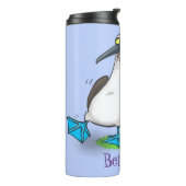 Hübsche, hellblaufüßige Boobies tanzen Cartoon Thermosbecher (Nach links gedreht)