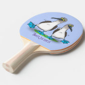 Hübsche, hellblaufüßige Boobies tanzen Cartoon Tischtennis Schläger (Vorderseite)