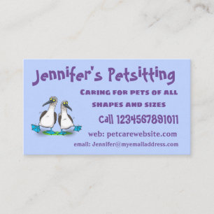 Hübsche, hellblaufüßige Boobies tanzen Cartoon Visitenkarte