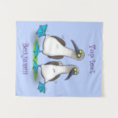 Hübsche, hellblaufüßige Boobies tanzen Cartoon Wandteppich (Vorderseite (Horizontal))