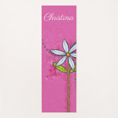 Hübsche, helle, weiße Daisy-Grüne Blätter Stem Pin Yogamatte (Vorderseite)