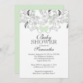 Hübsche, hellgrüne Schmetterlingsmassendusche Einladung (Vorne/Hinten)