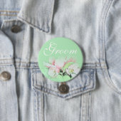 Hübsche hellrosa Apfelblüten Kunst Bräutigam Button (Beispiel)