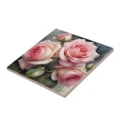 Hübsche hellrosa Rose Aquarellmalerei Fliese (Seite)