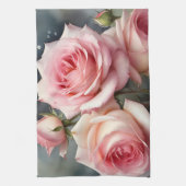 Hübsche hellrosa Rose Aquarellmalerei Geschirrtuch (Vertikal)