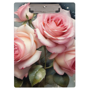 Hübsche hellrosa Rose Aquarellmalerei Klemmbrett