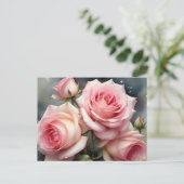 Hübsche hellrosa Rose Aquarellmalerei Postkarte (Stehend Vorderseite)
