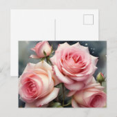 Hübsche hellrosa Rose Aquarellmalerei Postkarte (Vorne/Hinten)