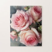 Hübsche hellrosa Rose Aquarellmalerei Puzzle (Vertikal)