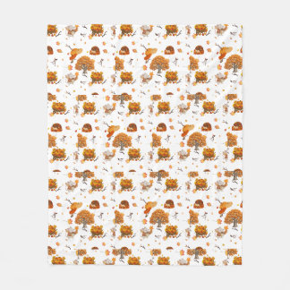 Hübsche Herbst-Eichhörnchen-und-Bäume-Flanelldecke Fleecedecke