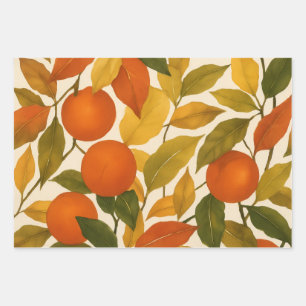 Hübsche Herbst-Herbstlaube Orange Tree Geschenkpapier Set