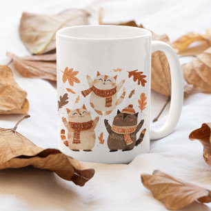 Hübsche Herbstkatzen-Tasse Gemütliches Geschenkide Kaffeetasse