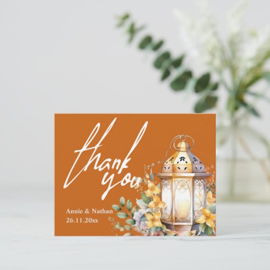 Hübsche Herbstlaub Orange Floral Wedding Vielen Da Postkarte (Stehend Vorderseite)