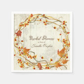 Hübsche Herbstlaub Wreath Watercolor Brautparty Serviette (Vorderseite)