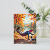 Hübsche Herbstszene mit Frauen und Hunden Postkarte (Stehend Vorderseite)