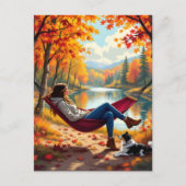 Hübsche Herbstszene mit Frauen und Hunden Postkarte (Vorderseite)