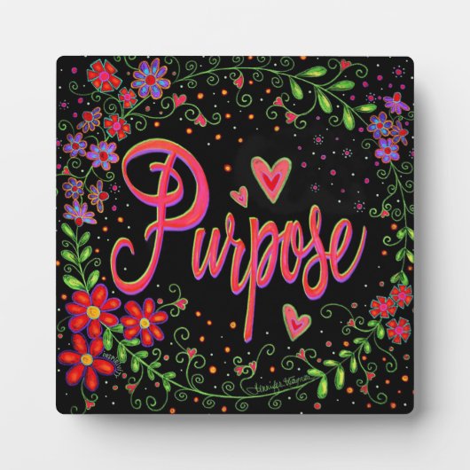 Hübsche Herz-Blume Whimsical Black Purpose Fotoplatte (Vorderseite)