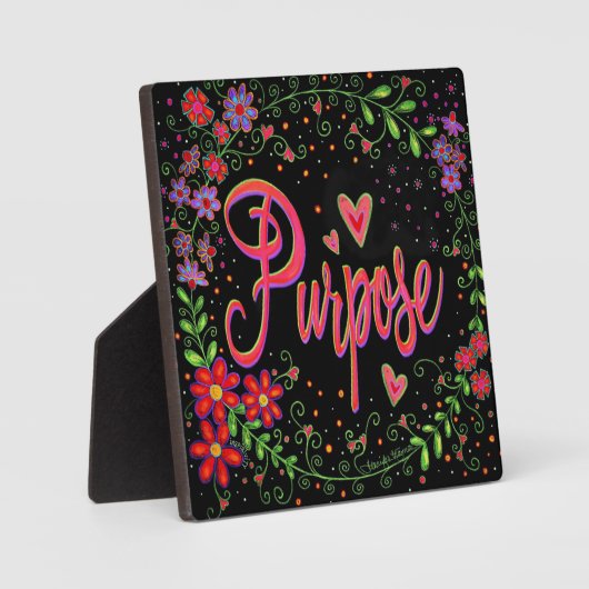 Hübsche Herz-Blume Whimsical Black Purpose Fotoplatte (Vorderseite)