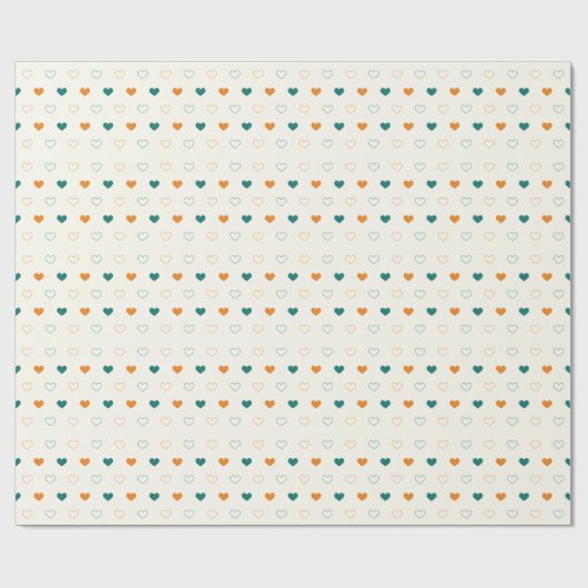 Hübsche Herzen / grüne Orangencreme Geschenkpapier (Flach)