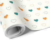 Hübsche Herzen / grüne Orangencreme Geschenkpapier (Rolleneckpunkt)