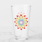 Hübsche Herzen in Regenbogenfarben Trinkglas Glas (Rückseite)