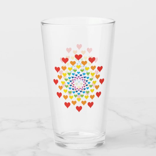 Hübsche Herzen in Regenbogenfarben Trinkglas Glas (Rückseite)