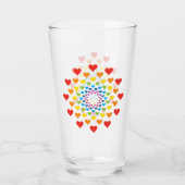 Hübsche Herzen in Regenbogenfarben Trinkglas Glas (Vorderseite)