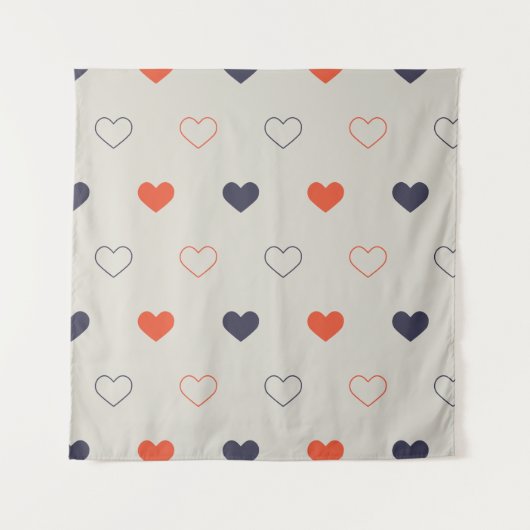 Hübsche Herzen / orange Creme dunkel Wandteppich (Vorderseite)